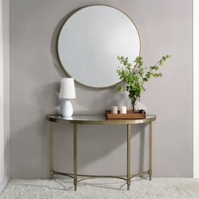 Acme Furniture Aditya Antique Brass Console Table with Mirror