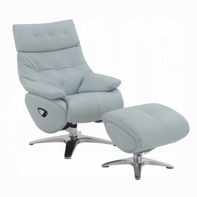 Acme Furniture Janella Blue Swivel Motion Accent Chair and Ottoman