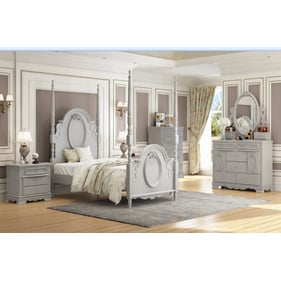 Acme Furniture Flora Gray 4pc Bedroom Set with Twin Poster Bed