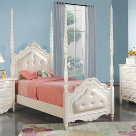 Acme Furniture Pearl White Gold Brush Full Upholstered Bed