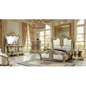 Acme Furniture Desiderius Antique Gold Brown 4pc Bedroom Set with King Bed