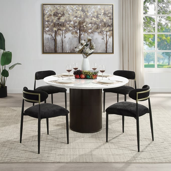 Acme Furniture Jaramillo Black 5pc Round Dining Room Set ACM-DN02141-DR-S4