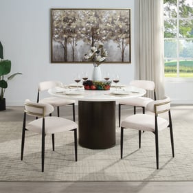 Acme Furniture Jaramillo Beige 5pc Round Dining Room Set