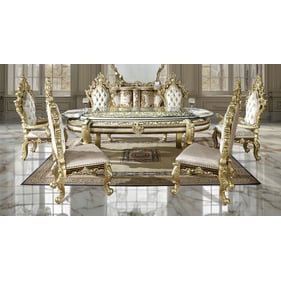 Acme Furniture Desiderius Beige Antique Gold Brown 7pc Dining Room Set