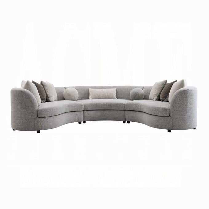 Acme Furniture Ivria Gray Sectional Sofa with 9 Pillows ACM-LV02541