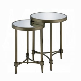 Acme Furniture Aditya Antique Brass Nesting Table Set