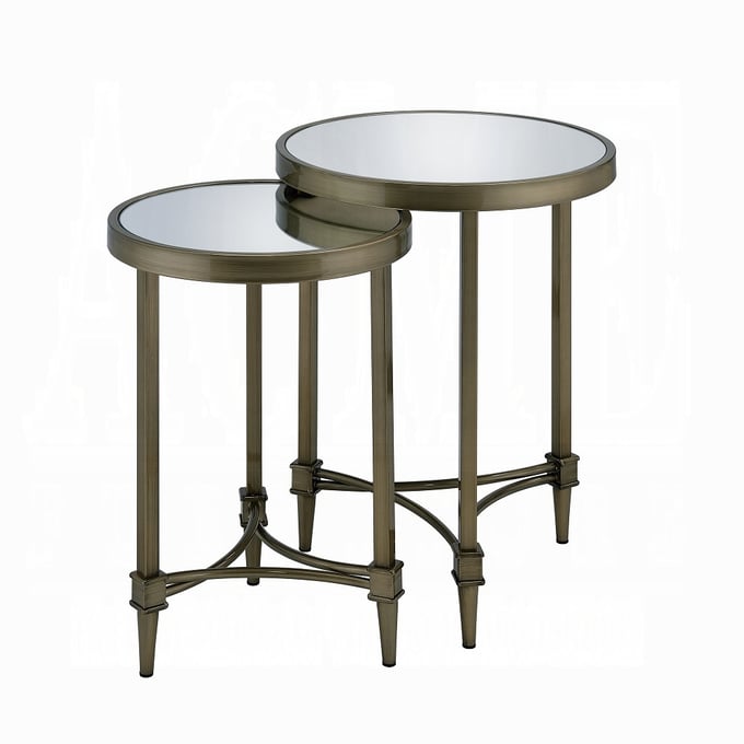 Acme Furniture Aditya Antique Brass Nesting Table Set ACM-LV02596