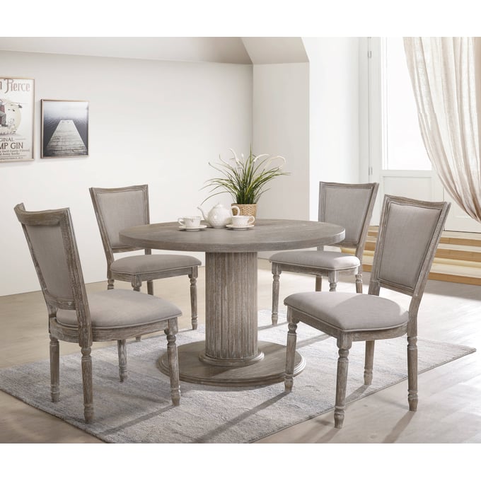 Acme Furniture Gabrian Beige Reclaimed Gray 5pc Dining Room Set ACM-6017-DR-S2