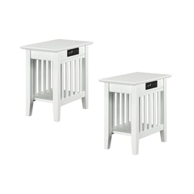 2 AFI Furnishings Mission White Chair Side Tables with Built In Charger