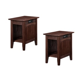 2 AFI Furnishings Nantucket Burnt Amber Chair Side Tables with Built In Cha...