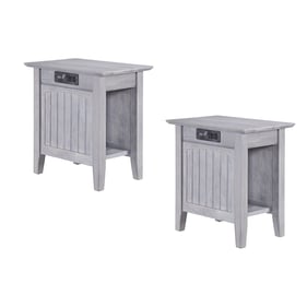 2 AFI Furnishings Nantucket Driftwood Chair Side Tables with Built In Charg...