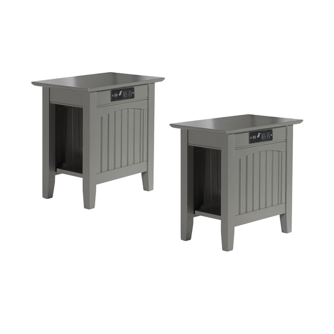 2 AFI Furnishings Nantucket Grey Chair Side Tables with Built In Charger AH33319