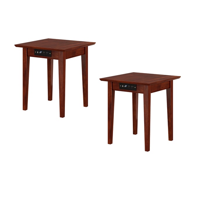 2 AFI Furnishings Shaker Walnut End Tables with USB Charger AH34114