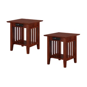 2 AFI Furnishings Mission Walnut End Tables with Built In Charger