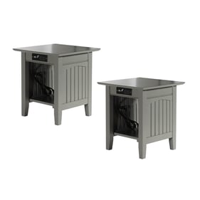 2 AFI Furnishings Nantucket Grey End Tables with Built In Charger