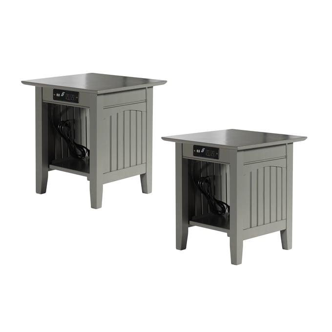 2 AFI Furnishings Nantucket Grey End Tables with Built In Charger AH34319