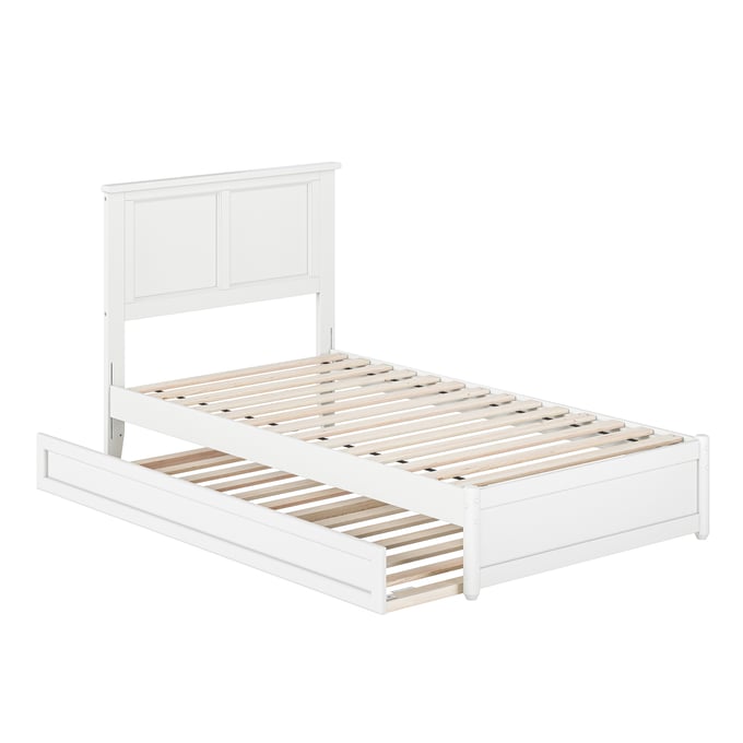 AFI Furnishings Felicity White Twin Platform Bed with Panel Footboard and Twin Trundle AR8687222