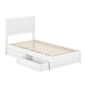 AFI Furnishings Clayton White Twin Platform Bed with Panel Footboard and St...