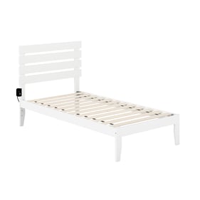 AFI Furnishings Oxford White Twin Platform Bed with Charging Station