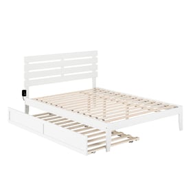 AFI Furnishings Oxford White Queen Platform Bed with Twin XL Trundle and Ch...