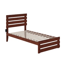 AFI Furnishings Oxford Walnut Twin Platform Bed with Footboard and Charging...