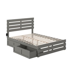 AFI Furnishings Oxford Grey Full Platform Bed with Footboard and Storage Dr...