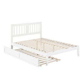 AFI Furnishings Tahoe White Queen Platform Bed with Twin XL Trundle and Cha...