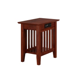 AFI Furnishings Mission Walnut Chair Side Table with Charging Station