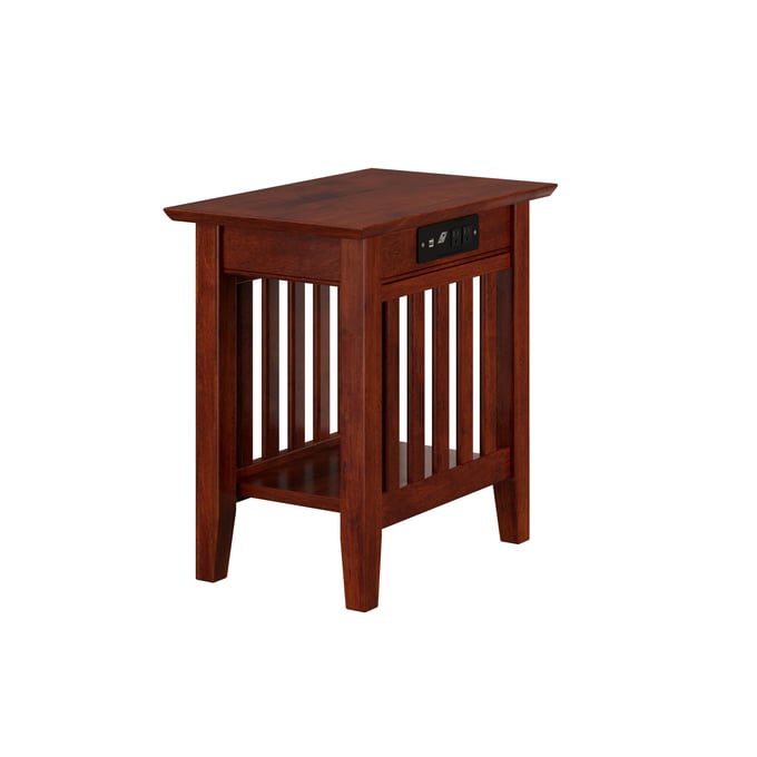 AFI Furnishings Mission Walnut Chair Side Table with Charging Station AH13214