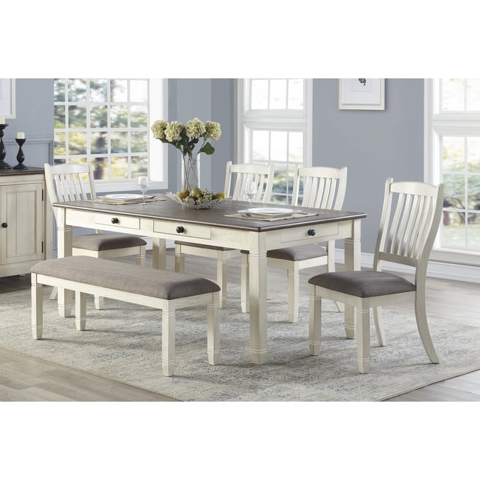 Home Elegance Granby Brown White 6pc Dining Room Set HE-5627NW-72-DR-S1