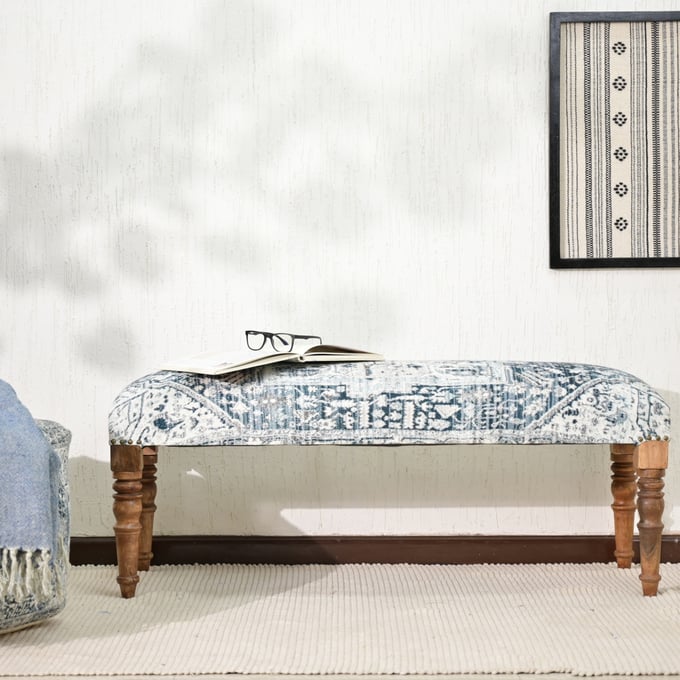 Albany Living 1648 Blue 48 Inch Upholstered Bench ALBN-1648-05