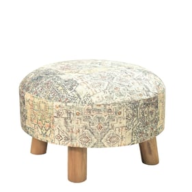 Albany Living 1524 Beige 23 Inch Ethnic Stool with Bamboo Legs