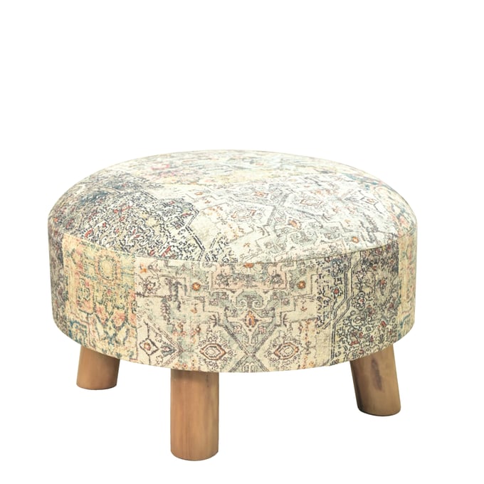 Albany Living 1524 Beige 23 Inch Ethnic Stool with Bamboo Legs ALBN-1524-07