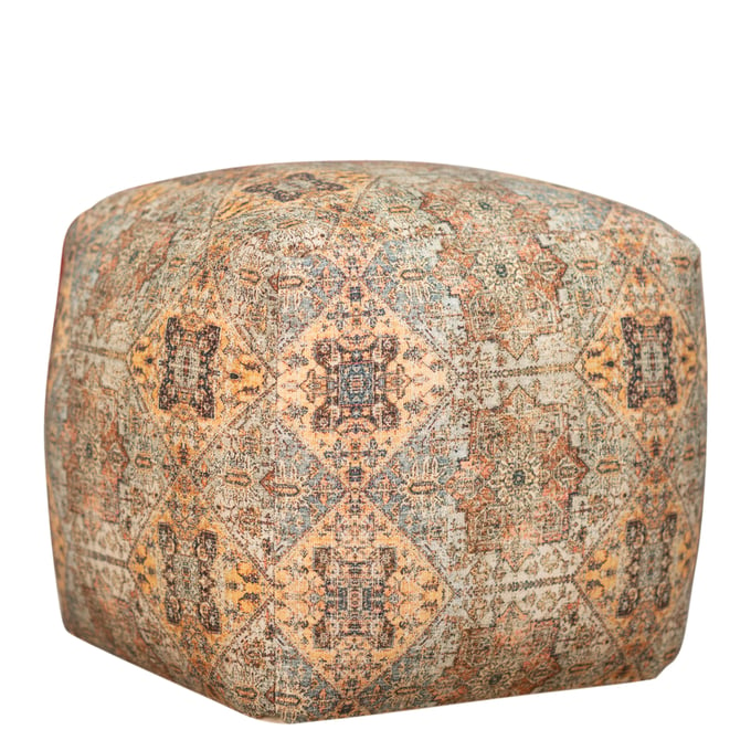 Albany Living 1616M Brown Cotton Square Pouf ALBN-1616M-06