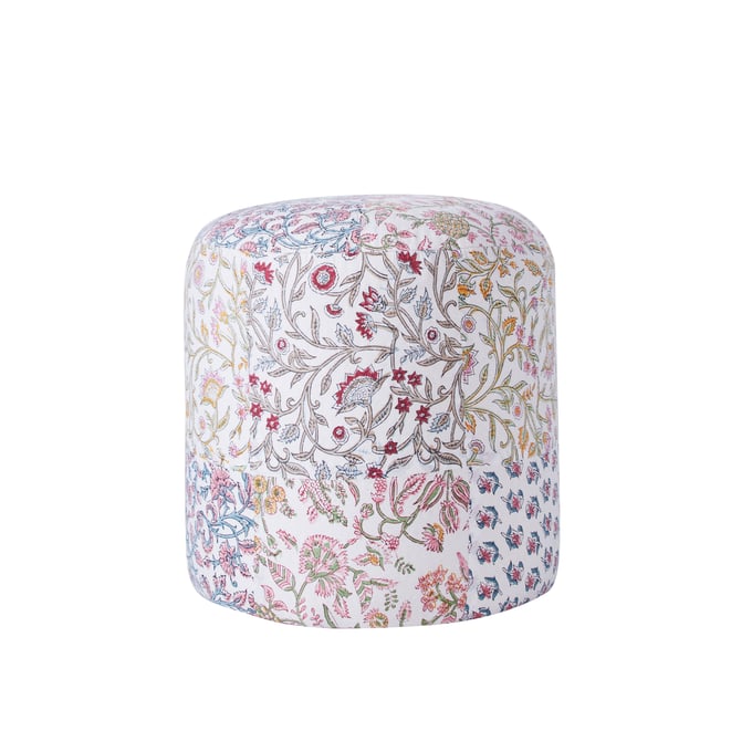 Albany Living P100 Multi White Albany Living 16 Inch Round Pouf ALBN-P1009