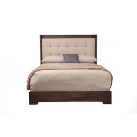 Alpine Furniture Savannah Pecan Tufted Upholstered Queen Bed