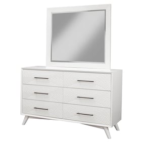 Alpine Furniture Tranquility White Dresser and Mirror