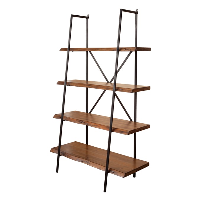 Alpine Furniture Live Edge Light Walnut 4 Shelf Bookshelf ALPN-1968-69