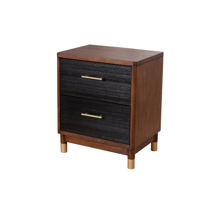 Alpine Furniture Belham Dark Walnut Black 2 Drawer Nightstand ALPN-1971-02