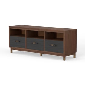 Alpine Furniture Belham Dark Walnut Black 3 Drawer TV Console