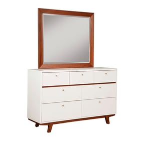 Alpine Furniture Dakota White Acorn Dresser and Mirror