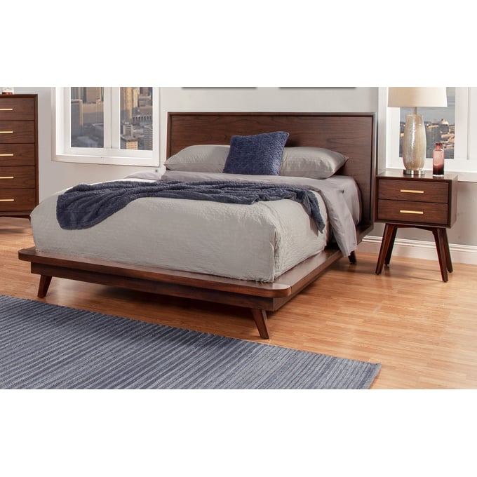 Alpine Furniture Gramercy Walnut 4pc Bedroom Set With King Bed ALPN-1978-BR-S7