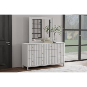 Alpine Furniture Stapleton White 6 Drawer Dresser and Mirror