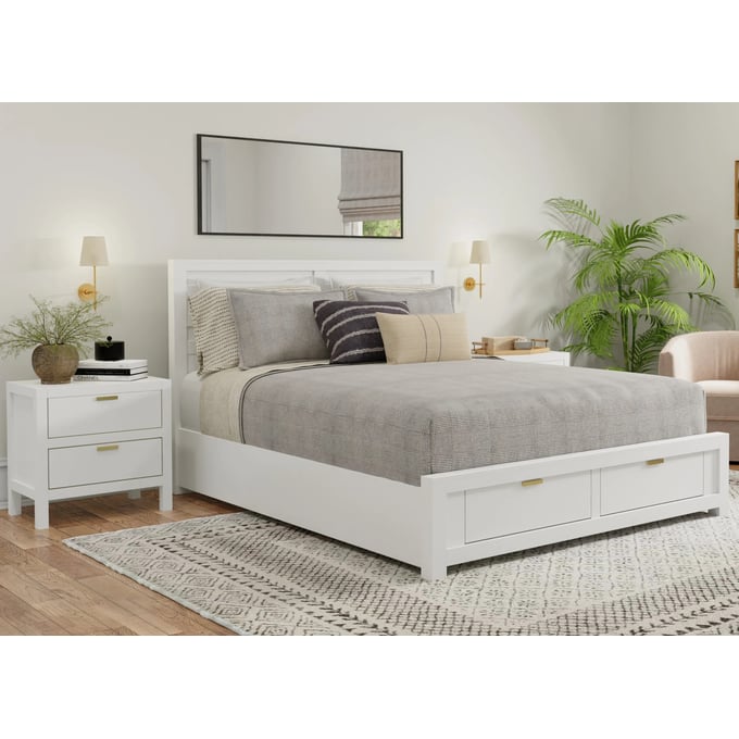 Alpine Furniture Carmel White 2pc Bedroom Set With King Storage Bed   ALPN-JR-W-BR-S3