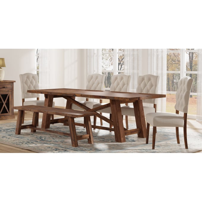 Alpine Furniture Newberry Medium Brown 8pc Dining Room Set ALPN-4068-DR-S1