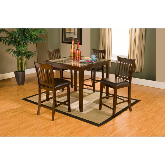 Alpine Furniture Capitola Espresso Faux Marble 5pc Pub Set ALPN-554