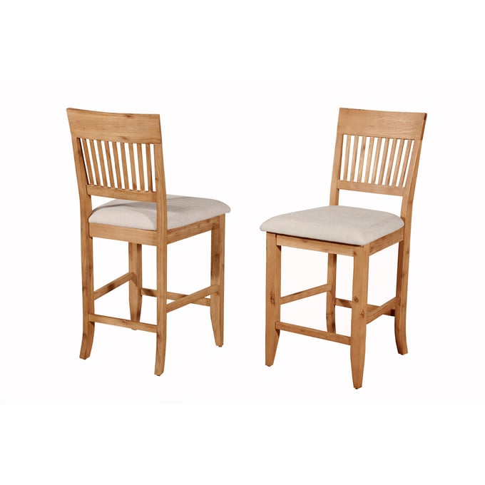 2 Alpine Furniture Aspen Iron Brush Antique Natural Pub Chairs ALPN-8812-04