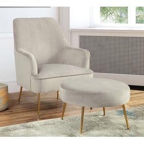 Alpine Furniture Rebecca Grey Gold Chair and Ottoman