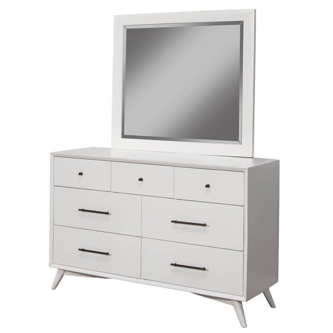 Alpine Furniture Flynn White Dresser and Mirror ALPN-966-W-03-DRMR