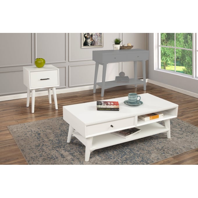 Alpine Furniture Flynn White 3pc Coffee Table Set ALPN-966-W-OCT-S1